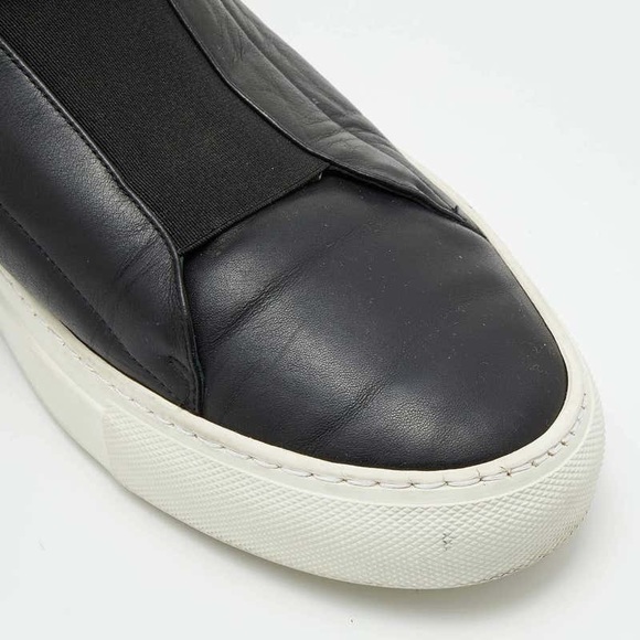 Versace Black Leather Palazzo Medusa High Top Slip On Sneakers Size 44 - Picture 7 of 9